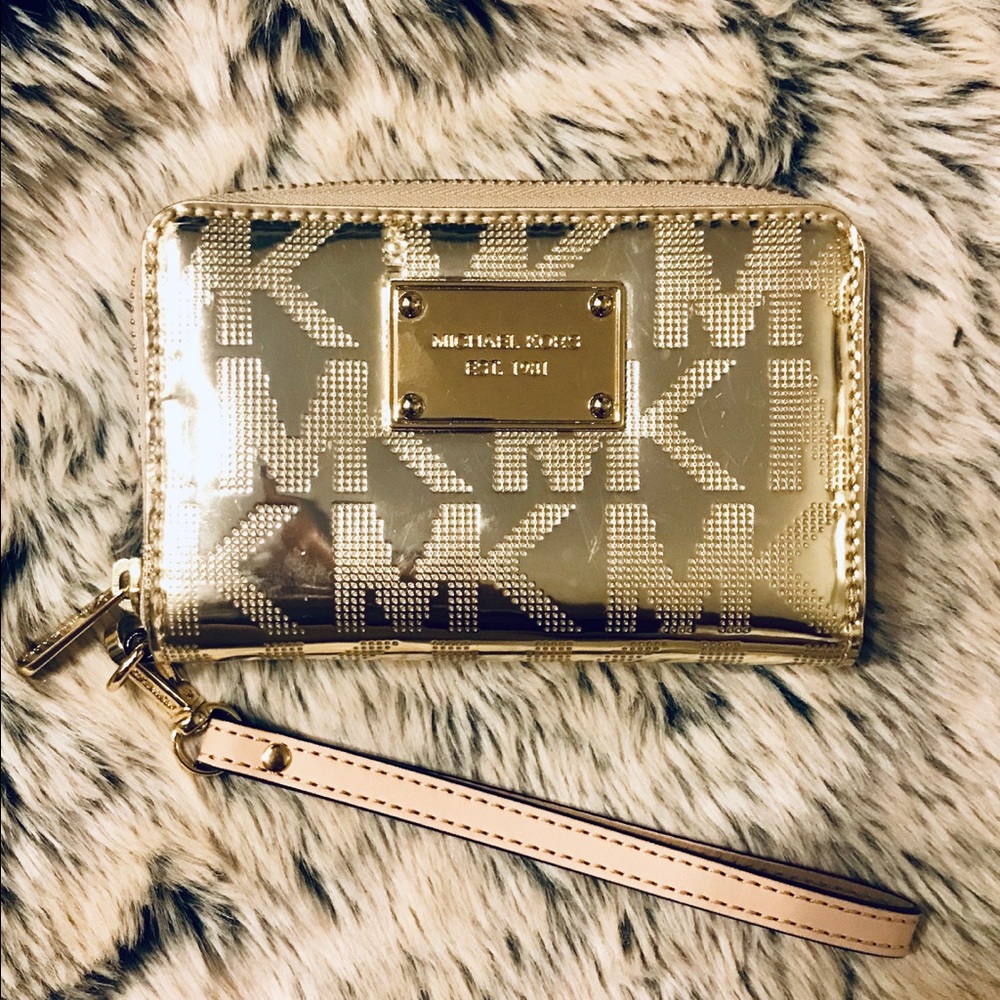*SOLD* Michael Kors Metallic Gold Wristlet Wallet